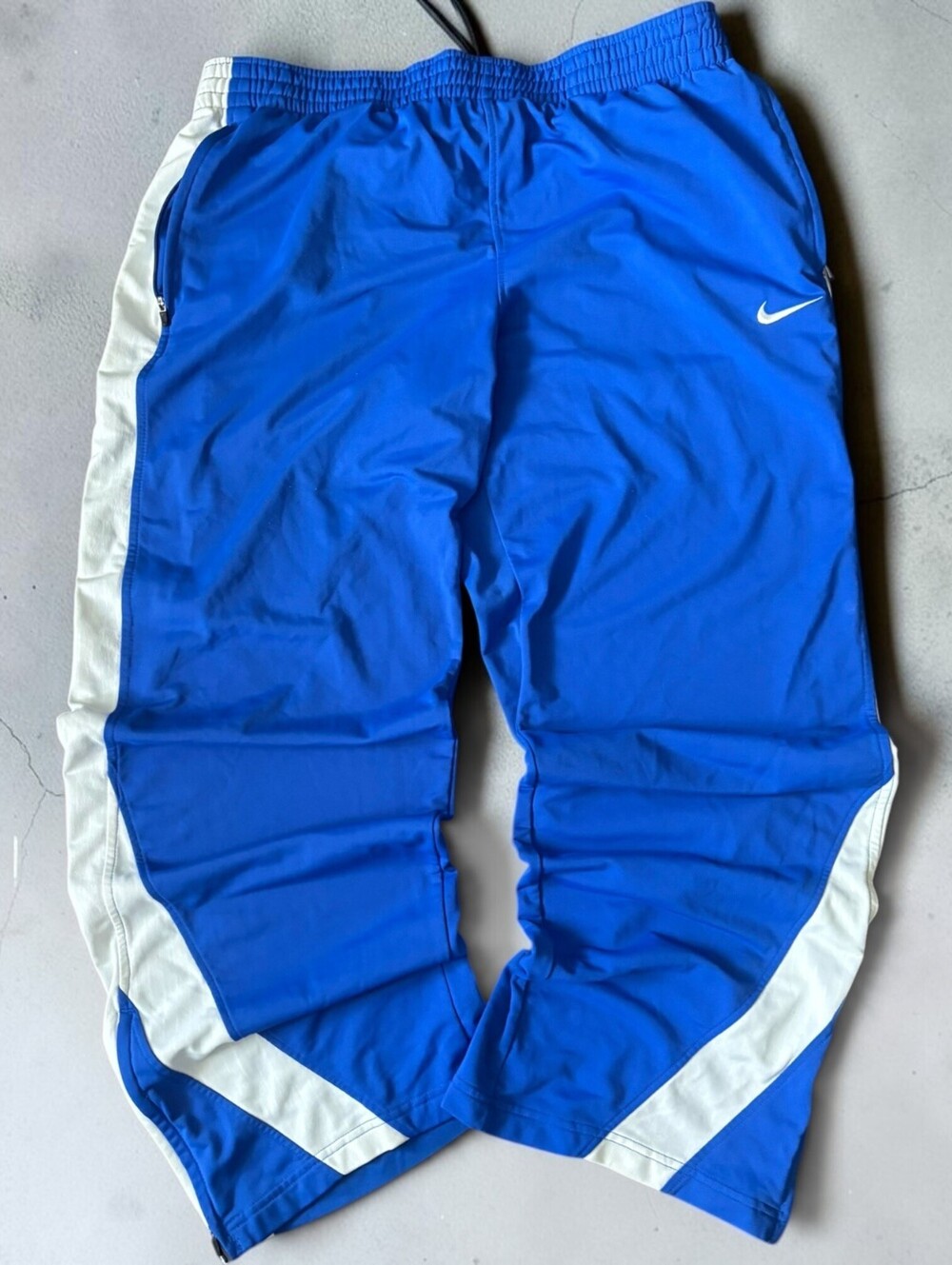 Y2K Nike Baggy Track Pants Mens XL Wide Leg Streetwear Blue White Sportswear